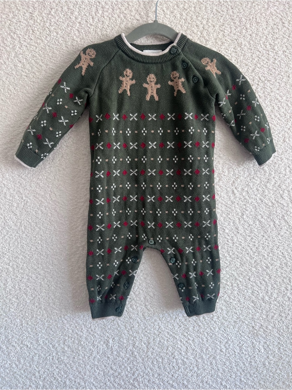 Mori Baby Sweater Christmas Romper One Piece Size 6-9 Months